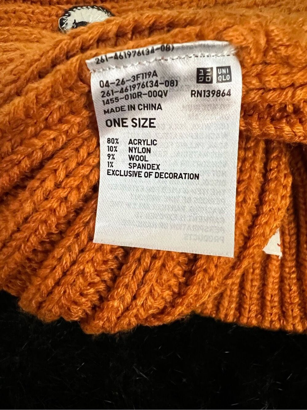 ANYA HINDMARCH Collaboration Uniqlo Knit Hat Orange One Size - Picture 4 of 4